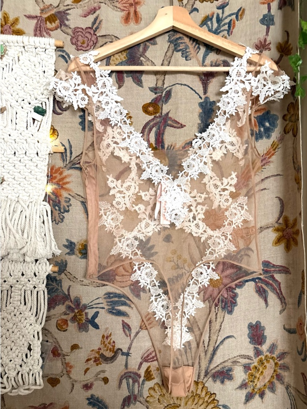 Victoria's Secret Nude and White Lace Bodysuit - Picture 3 of 7